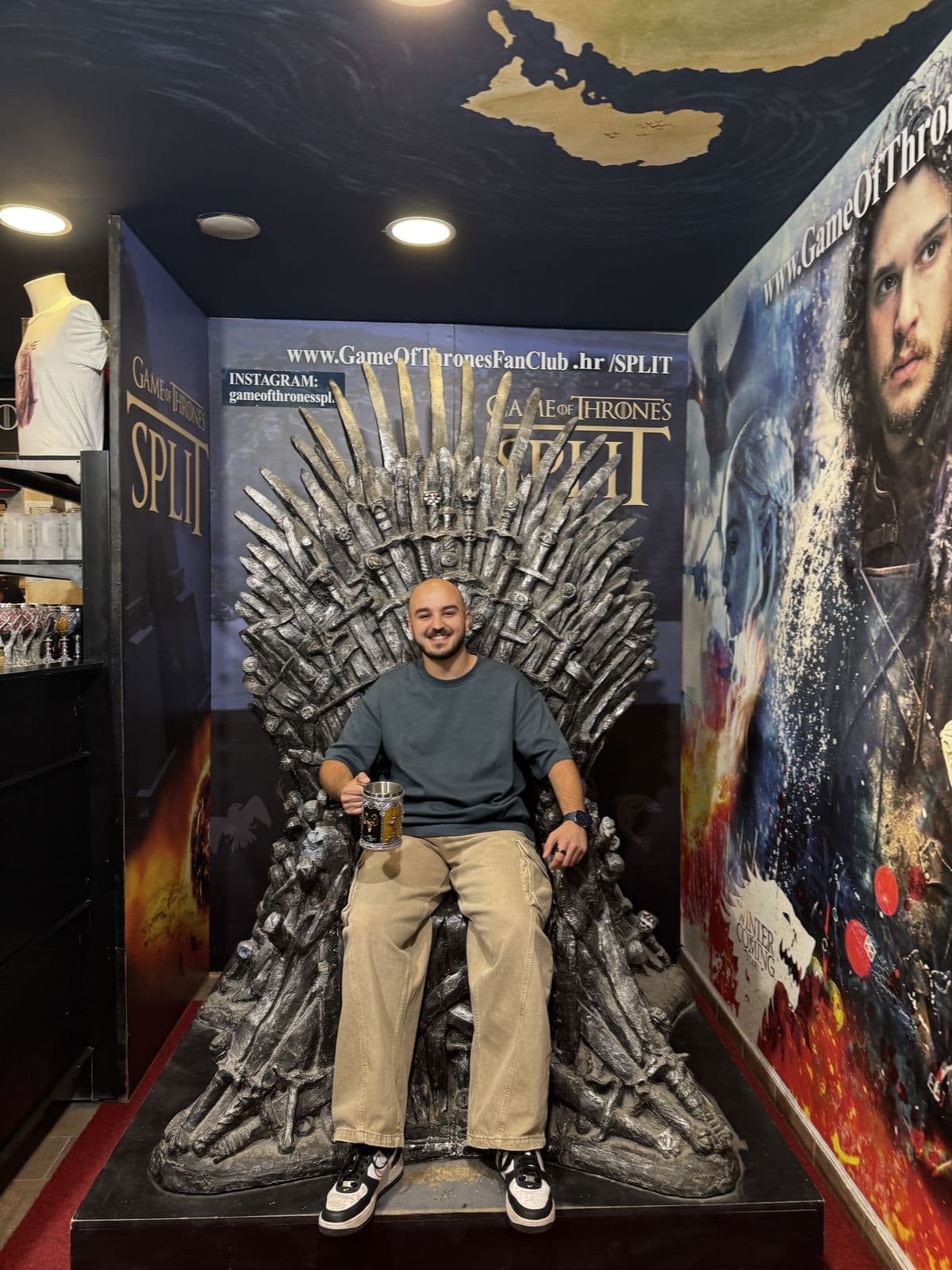 Lucas on the Game of Thrones Iron Throne replica in Split