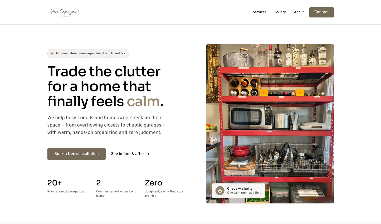 Home Organizers Long Island — custom-coded site