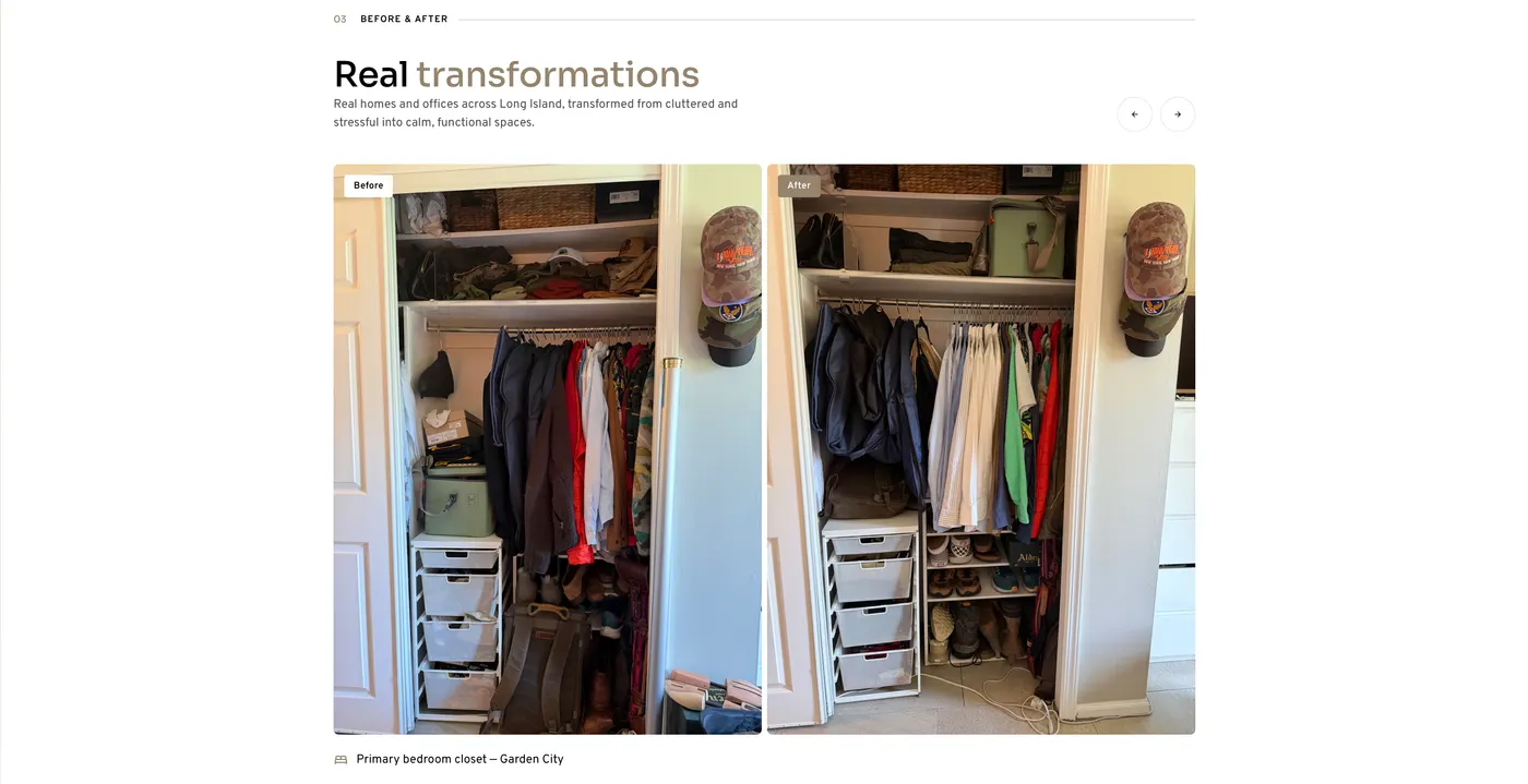 Home Organizers LI — Calm, organized spaces — the outcome the brand promises