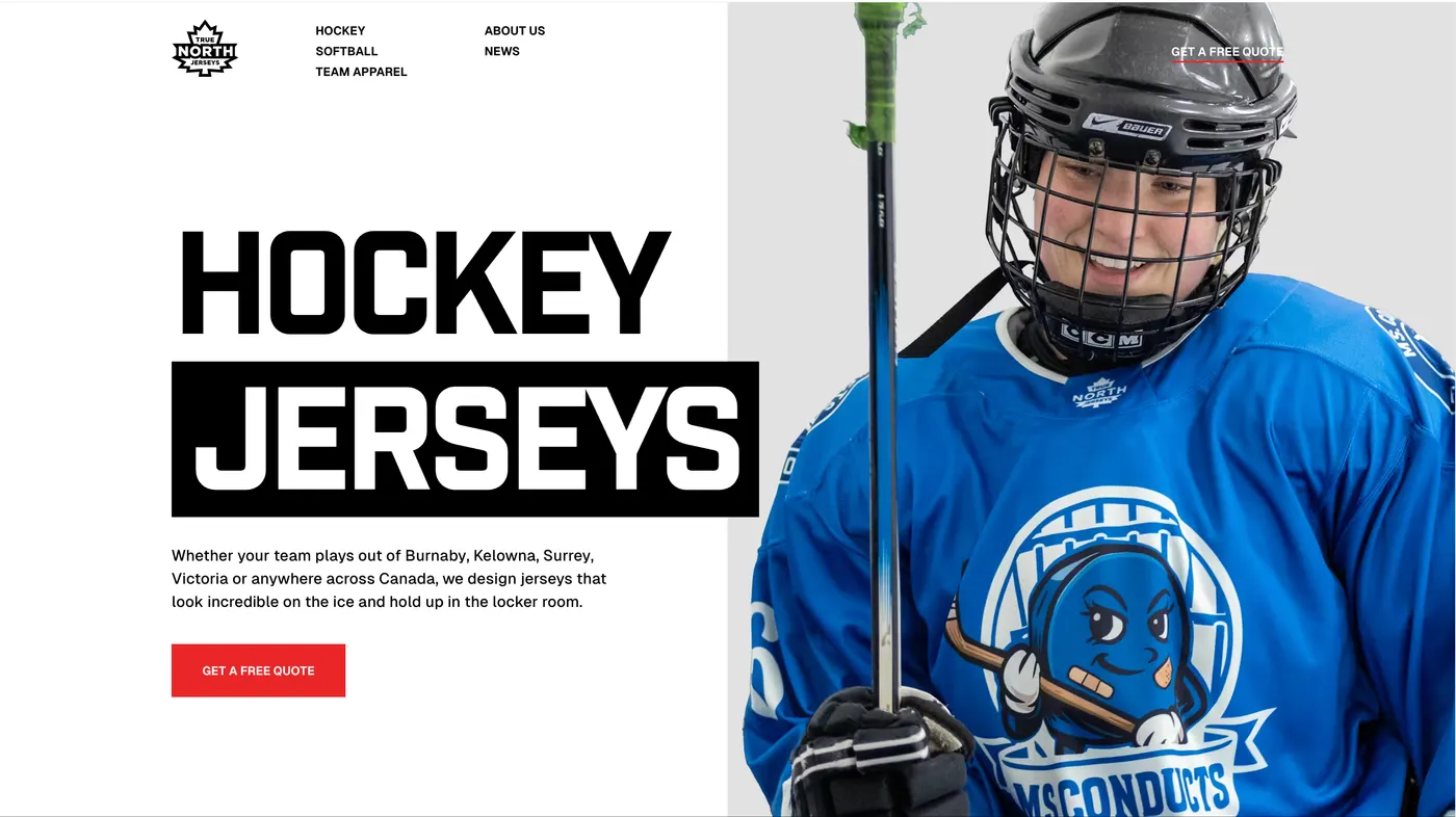 True North Jerseys — A bold “built different” brand, front and center