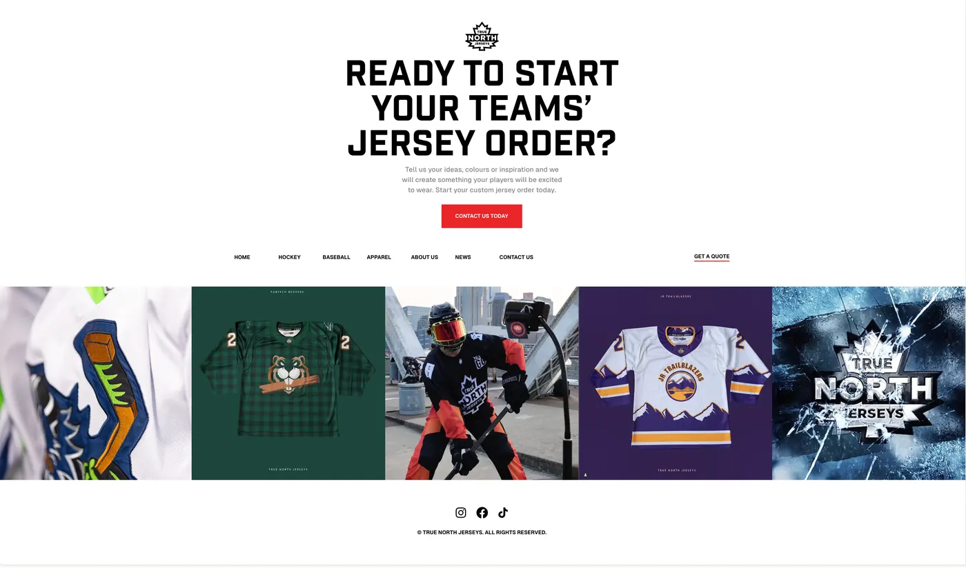 True North Jerseys — Webflow Ecommerce wired in, on-brand throughout
