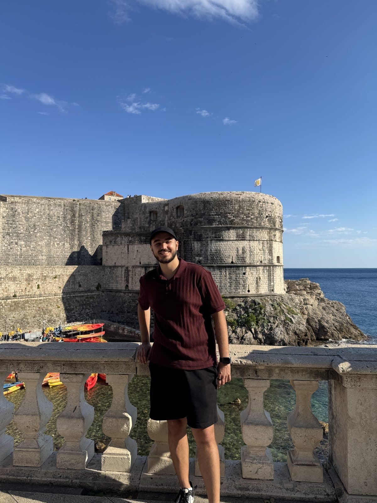 Lucas in front of the old fort in Dubrovnik, Croatia