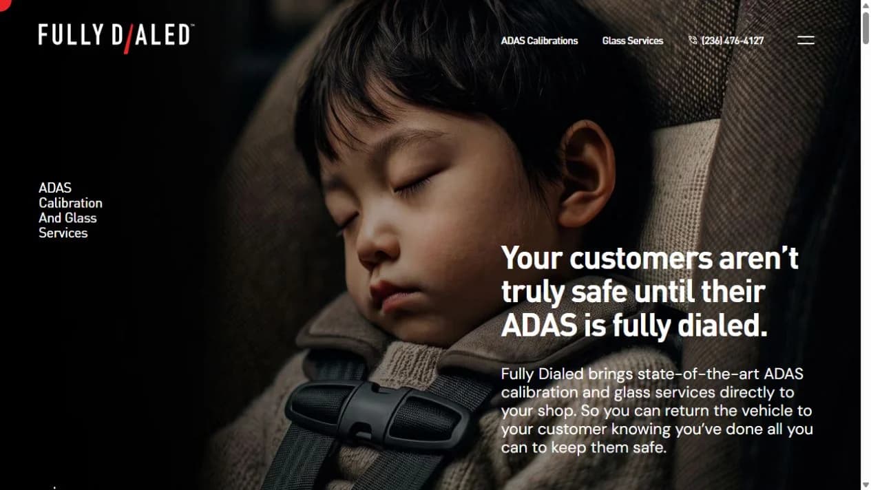 Fully Dialed ADAS calibration and glass services homepage
